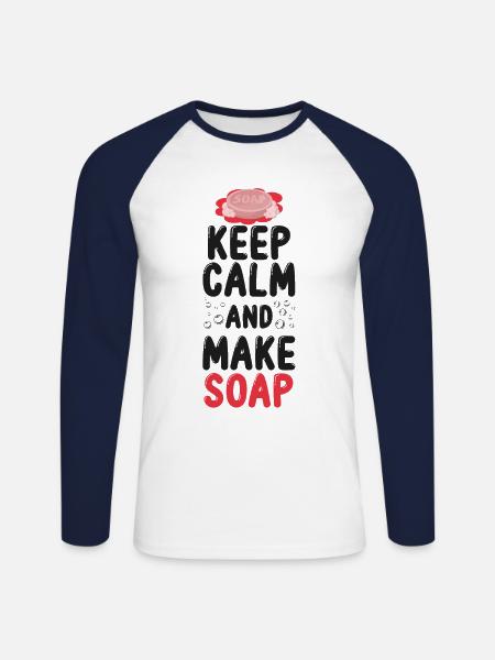 Soap Making Crafting Keep Calm & - Unisex Baseballshirt langarm - Weiß/Navy