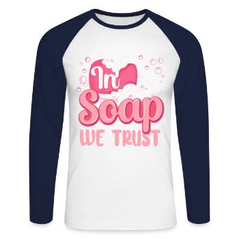 Soap Making Crafting In Soap We - Unisex Baseballshirt langarm - Weiß/Navy - Vorne - Nik (191cm)