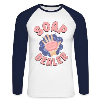 Fabrication de savon Artisanat Marchand de savon - T-shirt baseball manches longues Homme - blanc/marine - Devant - Nik (191cm)