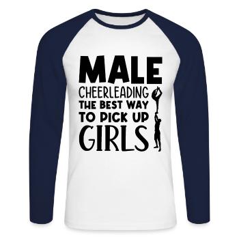 Male Cheerleading The Best Way To Pick Up Girls Sp - Unisex Baseballshirt langarm - Weiß/Navy - Vorne - Nik (191cm)