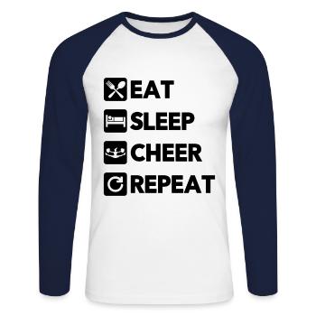 Eat Sleep Cheer Repeat Cheerleading Cheerleader Gy - Unisex Baseballshirt langarm - Weiß/Navy - Vorne - Nik (191cm)