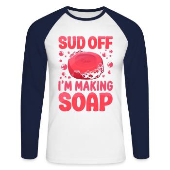 Soap Making Crafting Sud Off I'm - Unisex Long Sleeve Baseball T-Shirt - white/navy - Front - Nik (191cm)