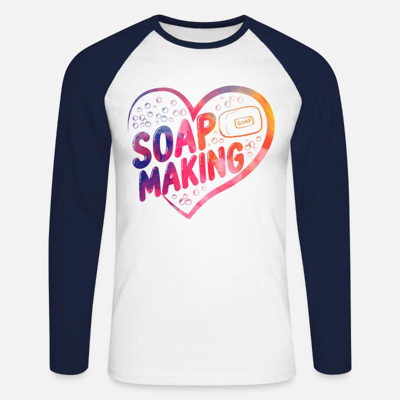 Soap Making Crafting Heart - Unisex Baseballshirt langarm - Weiß/Navy