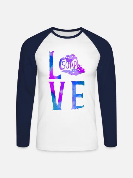 Soap Making Crafting Watercolor - Unisex Baseballshirt langarm - Weiß/Navy