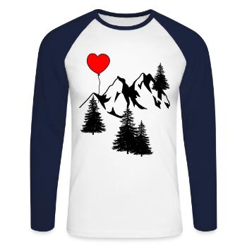 Warm Alps Mountains Alm Greetings Tyrol Mountains Nature - Unisex Long Sleeve Baseball T-Shirt - white/navy - Front - Nik (191cm)