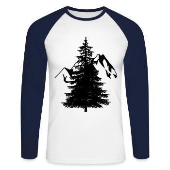 Sapin Épicéa Conifère Montagnes Naturelles Alpes de montagne - T-shirt baseball manches longues Homme - blanc/marine - Devant - Nik (191cm)