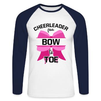 Cheerleader From Bow To Toe Cheerleading Cheerdanc - Unisex Baseballshirt langarm - Weiß/Navy - Vorne - Nik (191cm)