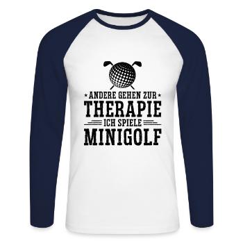 Andere Gehen Zur Therapie Ich Spiele Minigolf Golf - Unisex Baseballshirt langarm - Weiß/Navy - Vorne - Nik (191cm)