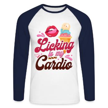 Le léchage de cône de crème glacée est mon - T-shirt baseball manches longues Homme - blanc/marine - Devant - Nik (191cm)