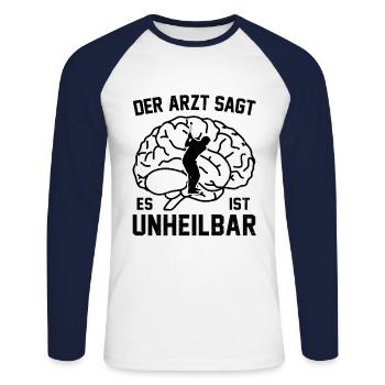 Der Arzt Sagt Es Ist Unheilbar Golfspieler Golfen - Unisex Baseballshirt langarm - Weiß/Navy - Vorne - Nik (191cm)