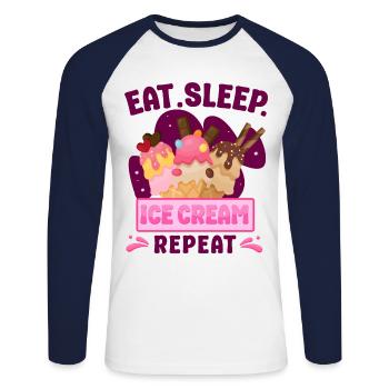 Cornet de crème glacée Manger de la crème glacée sleep - T-shirt baseball manches longues Homme - blanc/marine - Devant - Nik (191cm)