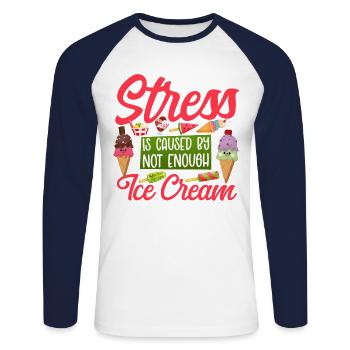 Ice Cream Cone Popsicle Stress Is - Unisex Long Sleeve Baseball T-Shirt - white/navy - Front - Nik (191cm)