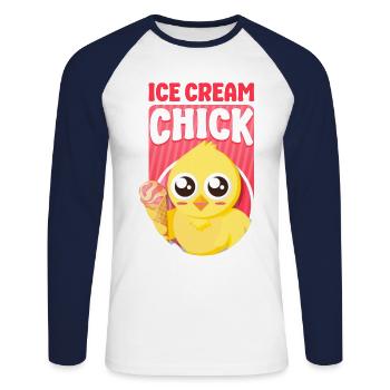 Ice Cream Chicken Cone Ice Cream - Unisex Baseballshirt langarm - Weiß/Navy - Vorne - Nik (191cm)