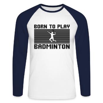 badminton - Unisex Long Sleeve Baseball T-Shirt - white/navy - Front - Nik (191cm)