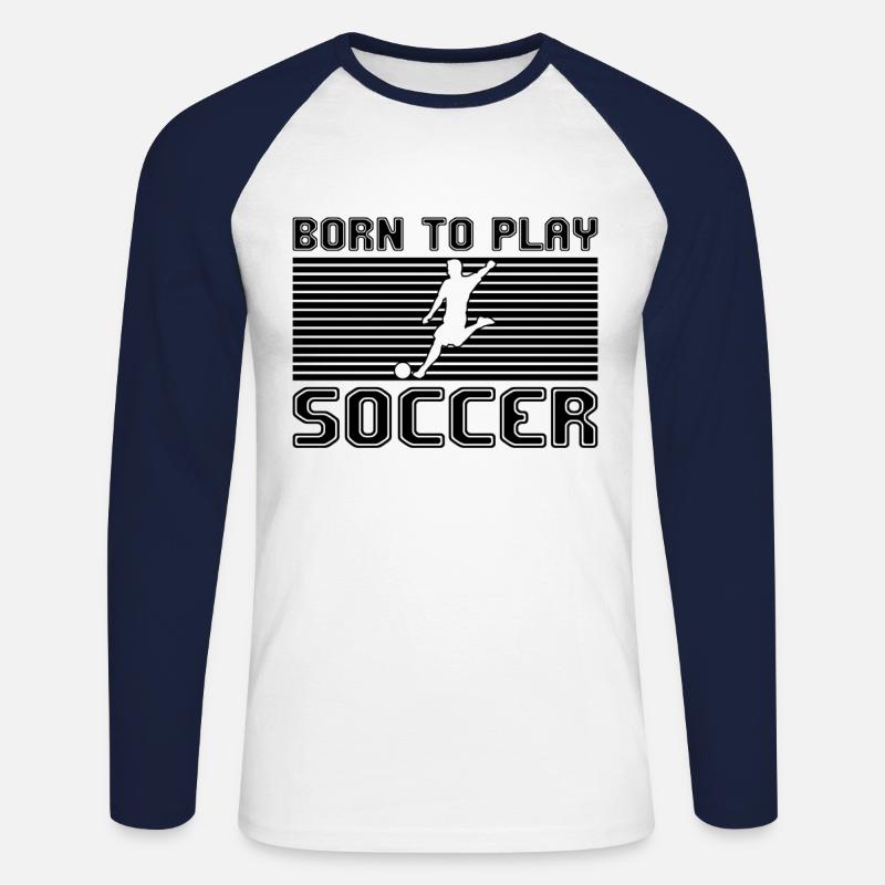 Fußball - Unisex Baseballshirt langarm - Weiß/Navy