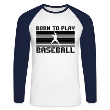 Baseball - Unisex Baseballshirt langarm - Weiß/Navy - Vorne - Nik (191cm)