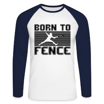 Fechten - Unisex Baseballshirt langarm - Weiß/Navy - Vorne - Nik (191cm)