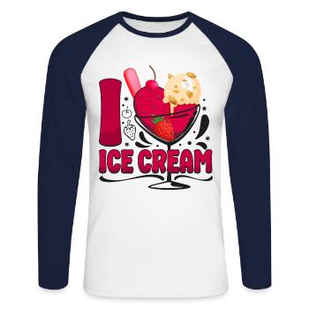 Ice Cream Heart I Love Ice Cream - Unisex Baseballshirt langarm - Weiß/Navy - Vorne - Nik (191cm)