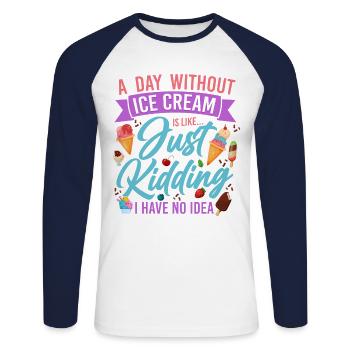Ice Cream Cone Popsicle A Day - Unisex Long Sleeve Baseball T-Shirt - white/navy - Front - Nik (191cm)