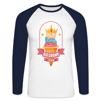 Ice Cream Crown Cone Ice Cream - Unisex Baseballshirt langarm - Weiß/Navy - Vorne - Nik (191cm)