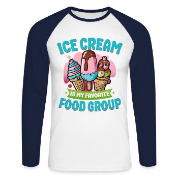 Ice Cream Cone Popsicle Ice Cream - Unisex Baseballshirt langarm - Weiß/Navy - Vorne - Nik (191cm)