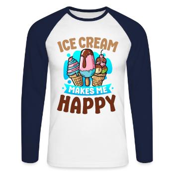 Ice Cream Cone Popsicle Ice Cream - Unisex Baseballshirt langarm - Weiß/Navy - Vorne - Nik (191cm)