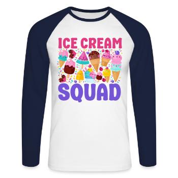 Ice Cream Team Cone Popsicle Ice - Unisex Baseballshirt langarm - Weiß/Navy - Vorne - Nik (191cm)