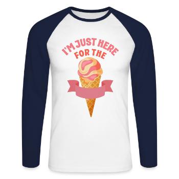 Cornet de crème glacée pour lequel je suis juste là - T-shirt baseball manches longues Homme - blanc/marine - Devant - Nik (191cm)