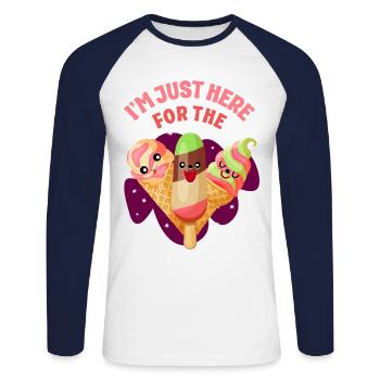 Ice Cream Cone Popsicle I'm Just - Unisex Baseballshirt langarm - Weiß/Navy - Vorne - Nik (191cm)