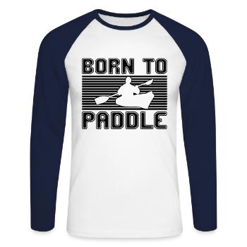 Canoeing - Unisex Long Sleeve Baseball T-Shirt - white/navy - Front - Nik (191cm)
