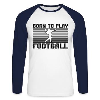 football rugby - Unisex Long Sleeve Baseball T-Shirt - white/navy - Front - Nik (191cm)