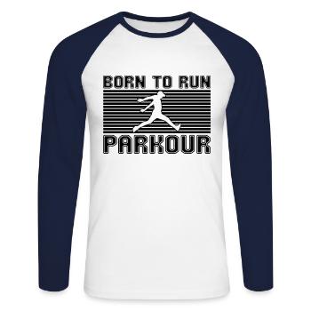 Parkour - T-shirt baseball manches longues Homme - blanc/marine - Devant - Nik (191cm)