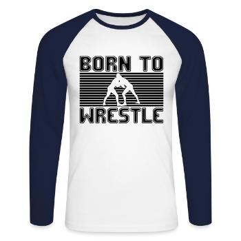 wrestling wrestling - Unisex Long Sleeve Baseball T-Shirt - white/navy - Front - Nik (191cm)