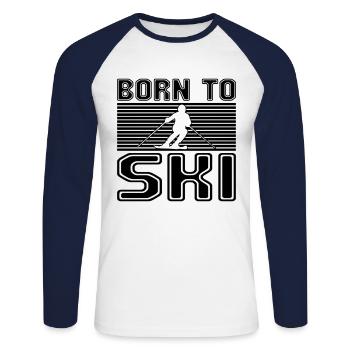 Ski - Unisex Long Sleeve Baseball T-Shirt - white/navy - Front - Nik (191cm)