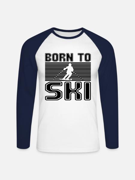 Ski - Unisex Long Sleeve Baseball T-Shirt - white/navy