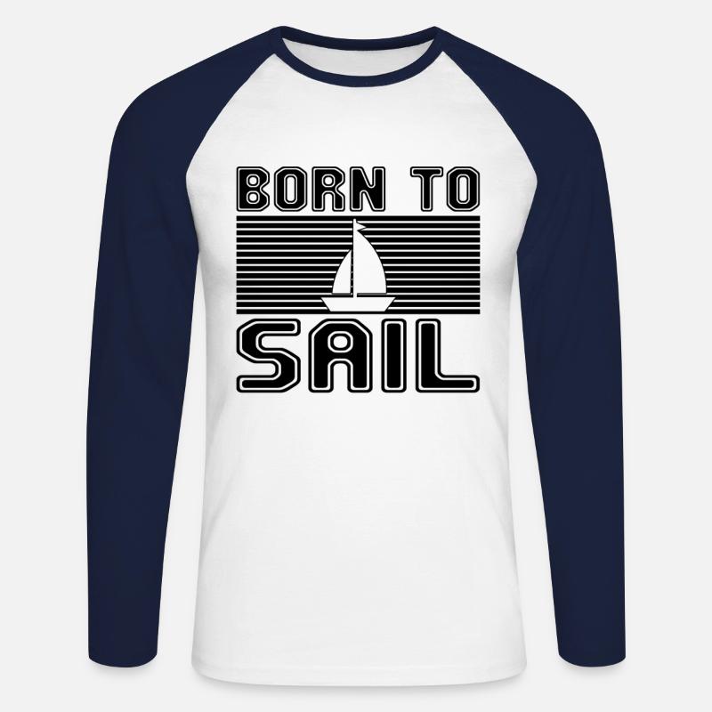 Segeln - Unisex Baseballshirt langarm - Weiß/Navy