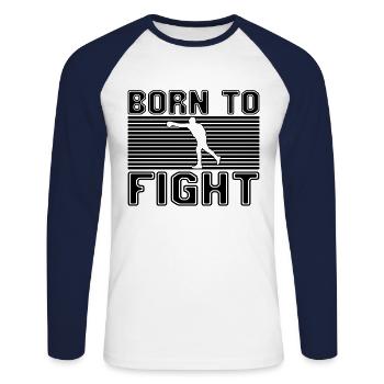 Boxing - Unisex Long Sleeve Baseball T-Shirt - white/navy - Front - Nik (191cm)