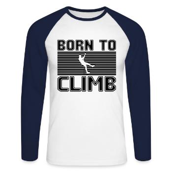 Climb - Unisex Long Sleeve Baseball T-Shirt - white/navy - Front - Nik (191cm)