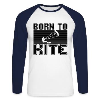 Kite Surf - T-shirt baseball manches longues Homme - blanc/marine - Devant - Nik (191cm)