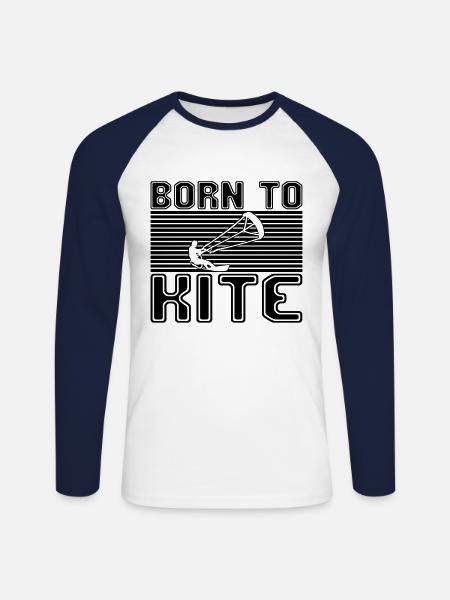 Kite Surfing - Unisex Baseballshirt langarm - Weiß/Navy