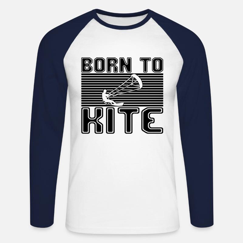 Kite Surfing - Unisex Baseballshirt langarm - Weiß/Navy