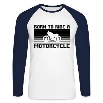 Motorcycle - Unisex Long Sleeve Baseball T-Shirt - white/navy - Front - Nik (191cm)