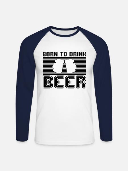 bier - Unisex Baseballshirt langarm - Weiß/Navy
