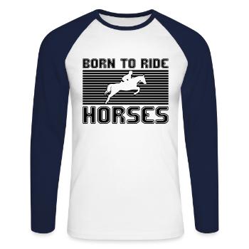 Horse riding - Unisex Long Sleeve Baseball T-Shirt - white/navy - Front - Nik (191cm)
