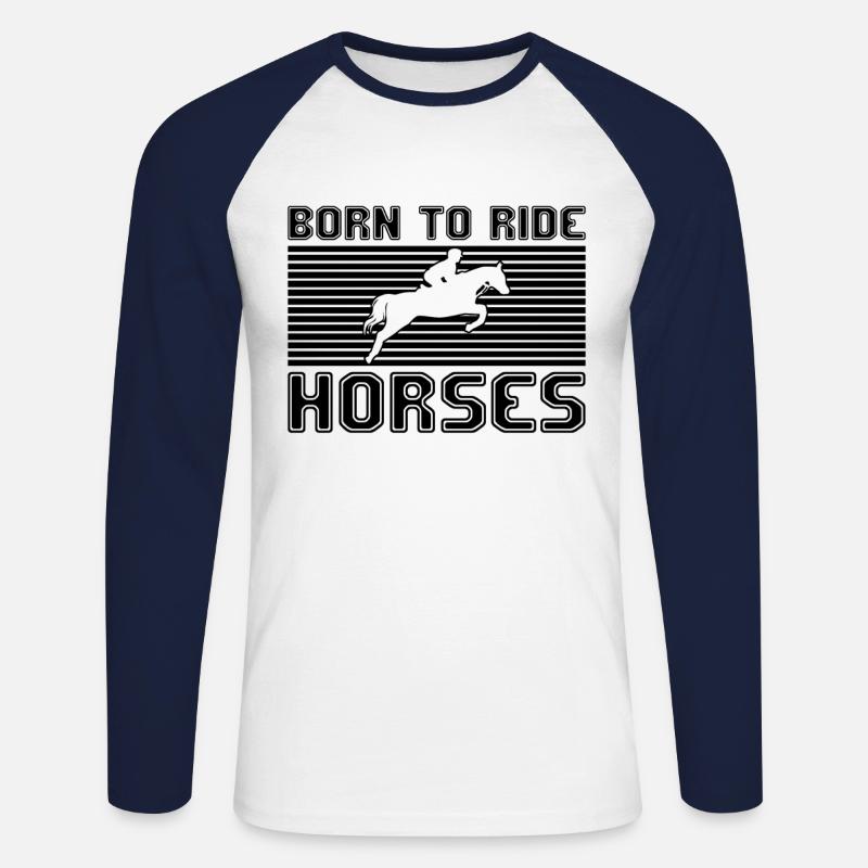 Pferde reiten - Unisex Baseballshirt langarm - Weiß/Navy