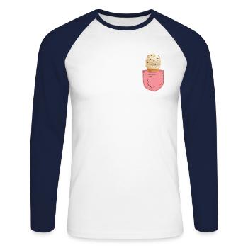 Ice Cream Pocket Cone - Unisex Baseballshirt langarm - Weiß/Navy - Vorne - Nik (191cm)