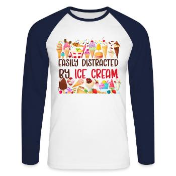 Ice Cream Cone Popsicle Easily - Unisex Baseballshirt langarm - Weiß/Navy - Vorne - Nik (191cm)