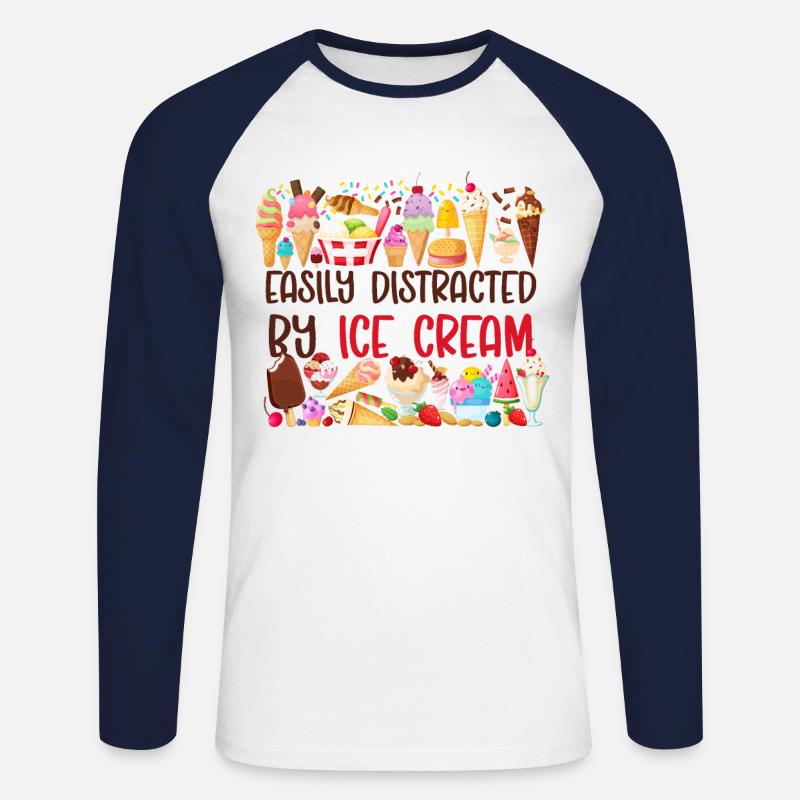 Ice Cream Cone Popsicle Easily - Unisex Baseballshirt langarm - Weiß/Navy