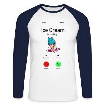 Ice Cream Phone Display Cone Ice - Unisex Long Sleeve Baseball T-Shirt - white/navy - Front - Nik (191cm)