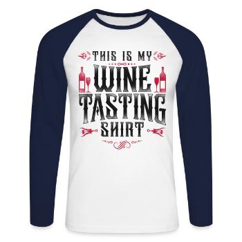 Sommelier Wine Drinking Tasting - Unisex Baseballshirt langarm - Weiß/Navy - Vorne - Nik (191cm)